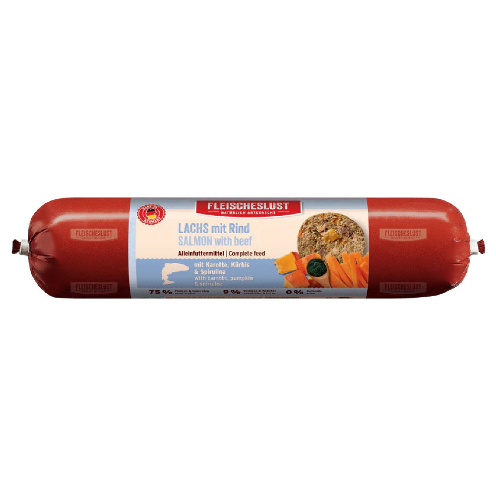 Fleischeslust Lachs mit Rind Nassfutter fuer Hunde