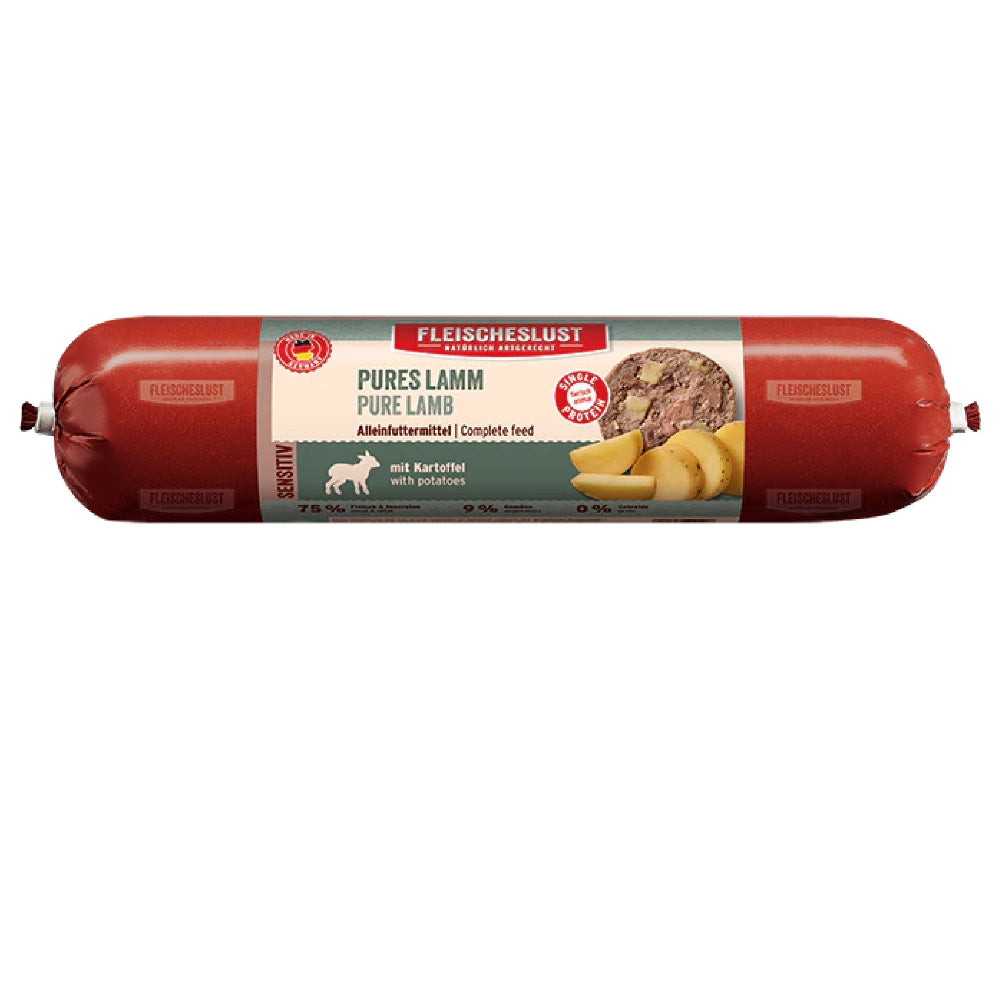 Fleischeslust pures Lamm mit Kartoffel Nassfutter fuer Hunde
